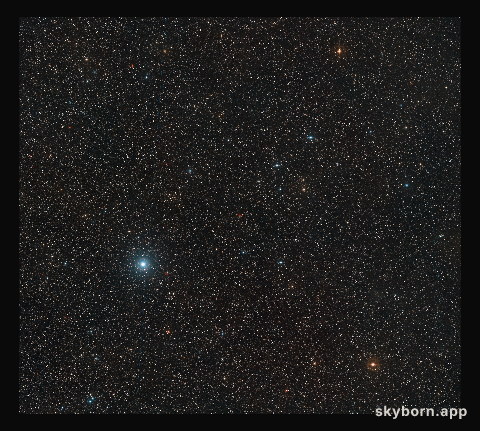 Widefield image of the sky around Barnard’s Star showing its motion