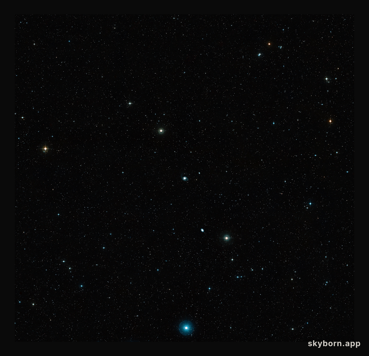 Wide-field view of the region of the sky hosting NGC 7727
