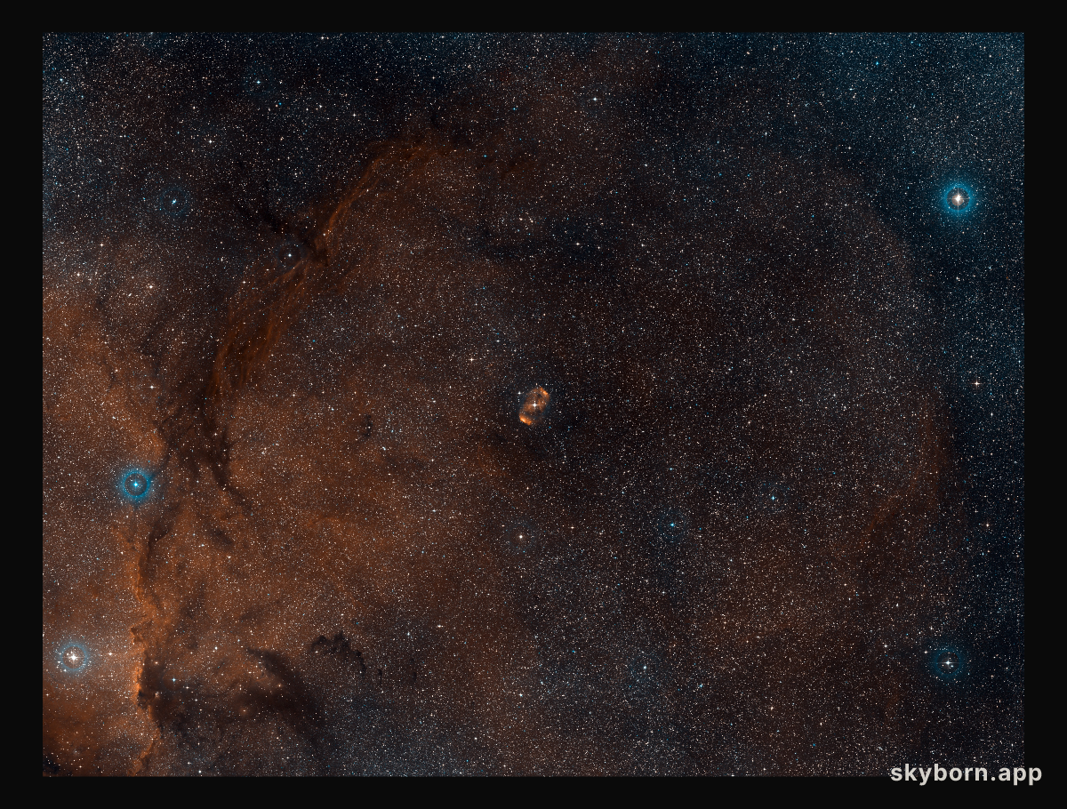 Wide-field view of the region of the sky around the nebula NGC 6164/6165