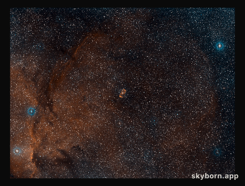 Wide-field view of the region of the sky around the nebula NGC 6164/6165