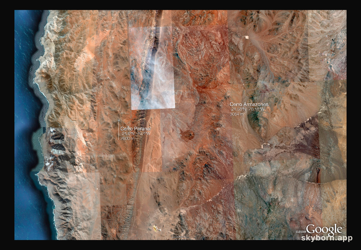 Cerro Armazones and Cerro Paranal in Chile