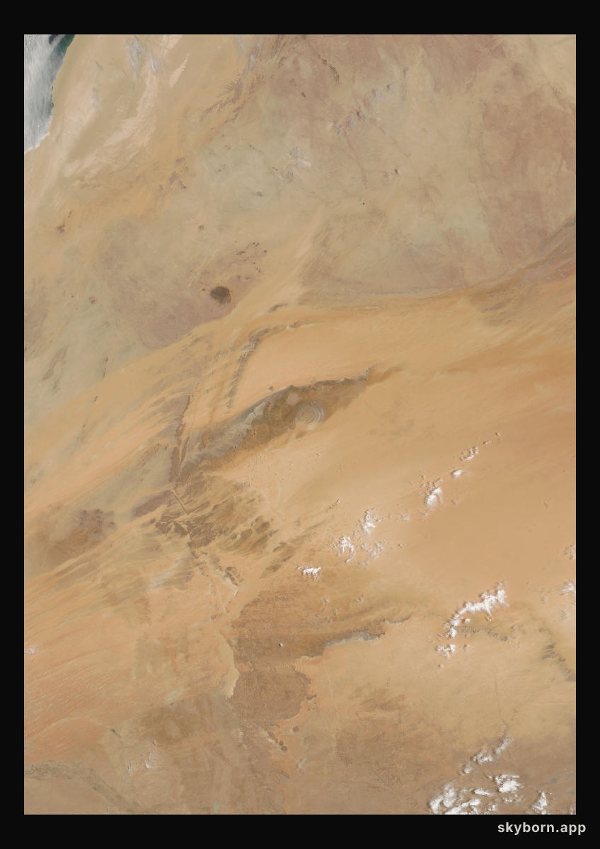 The Earth on 1 June 2000 · Eye of the Sahara, Mauritania