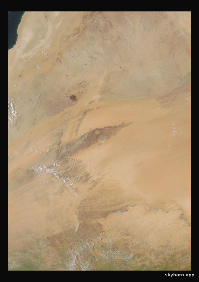 The Earth on 24 August 2000 · Eye of the Sahara, Mauritania