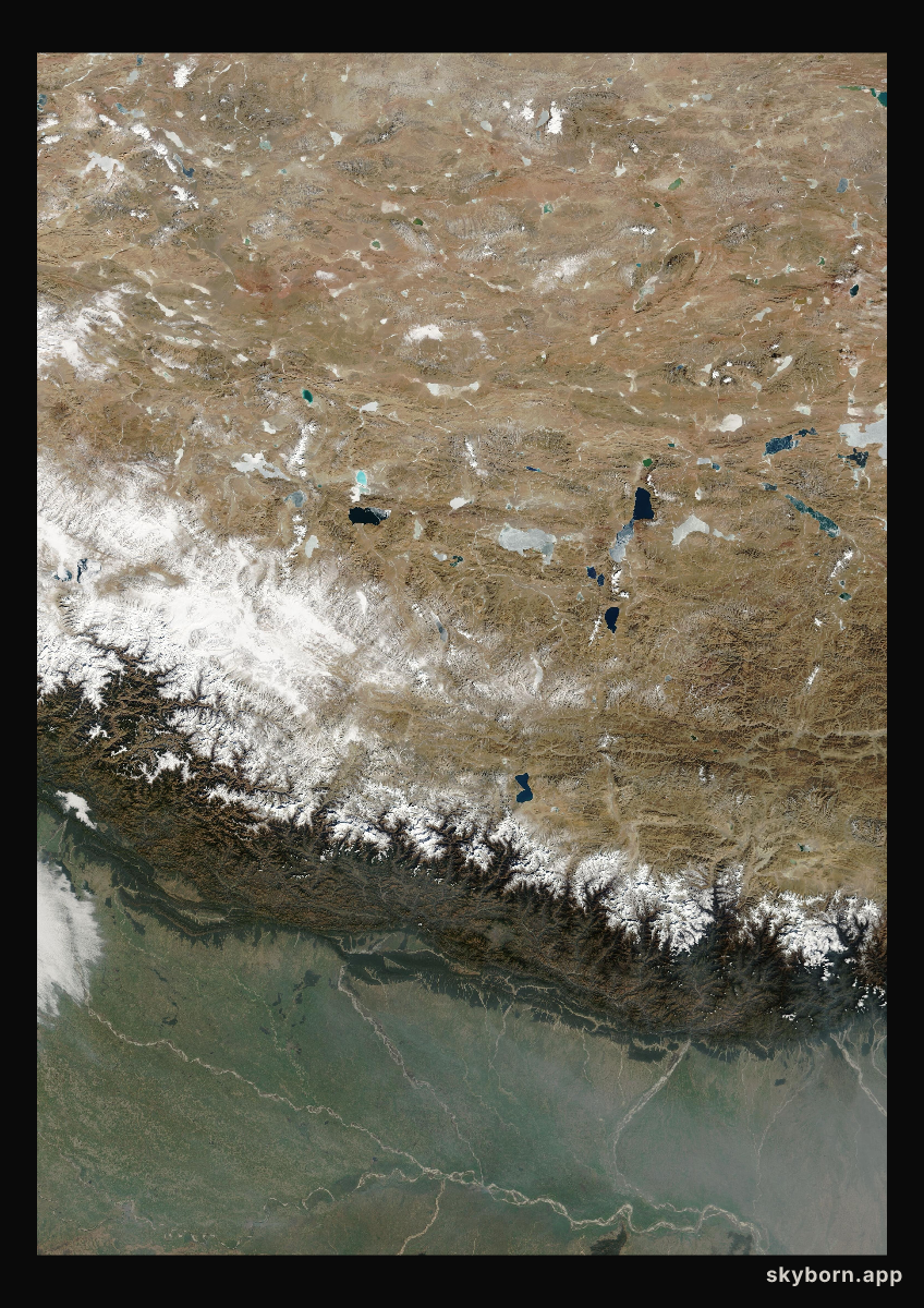 The Earth on 16 January 2001 · Himalaya and Tibet