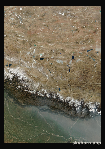 The Earth on 8 February 2001 · Himalaya and Tibet