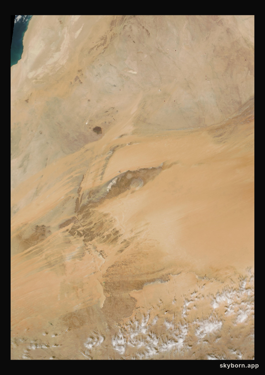 The Earth on 9 February 2001 · Eye of the Sahara, Mauritania