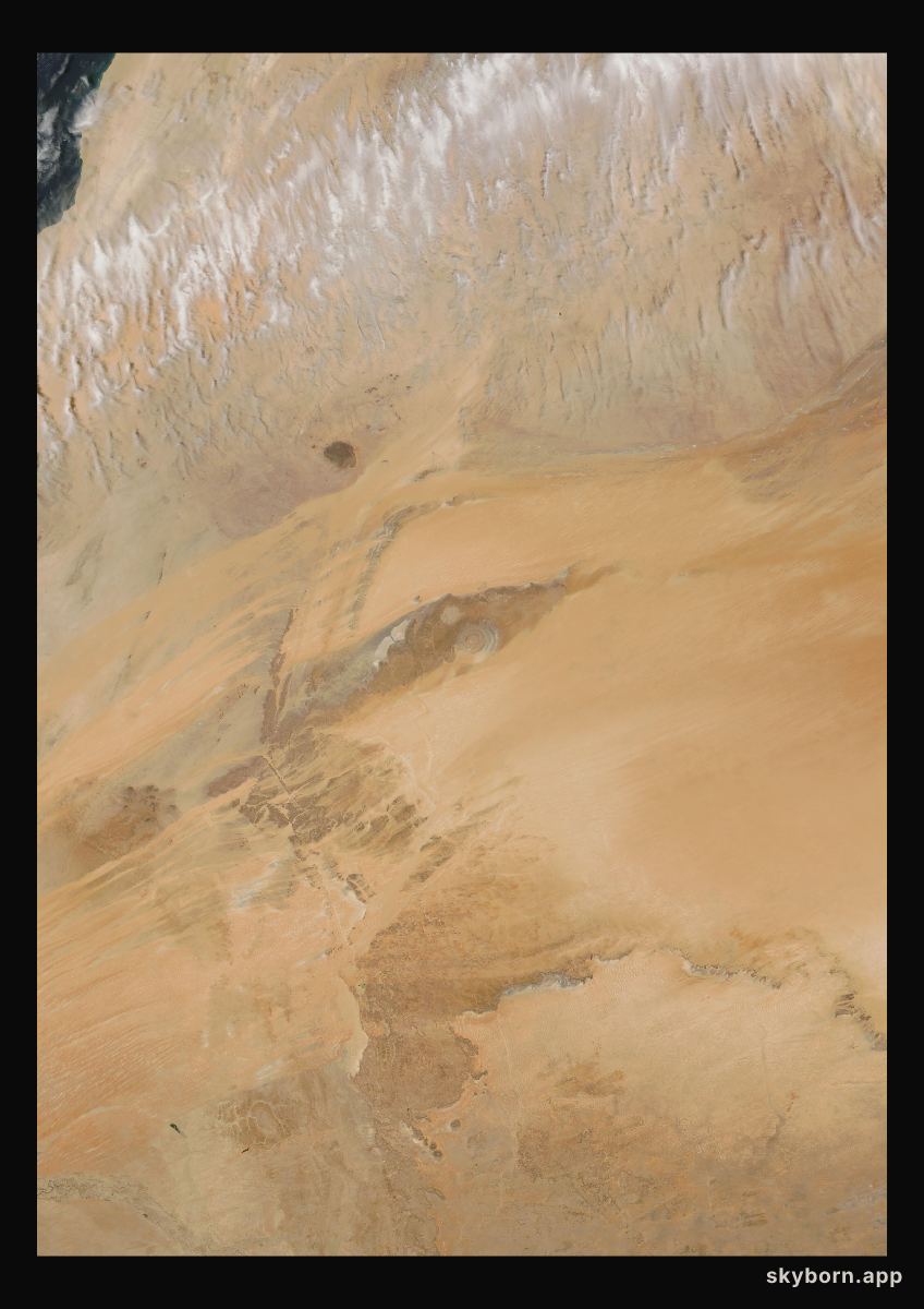 The Earth on 26 April 2001 · Eye of the Sahara, Mauritania