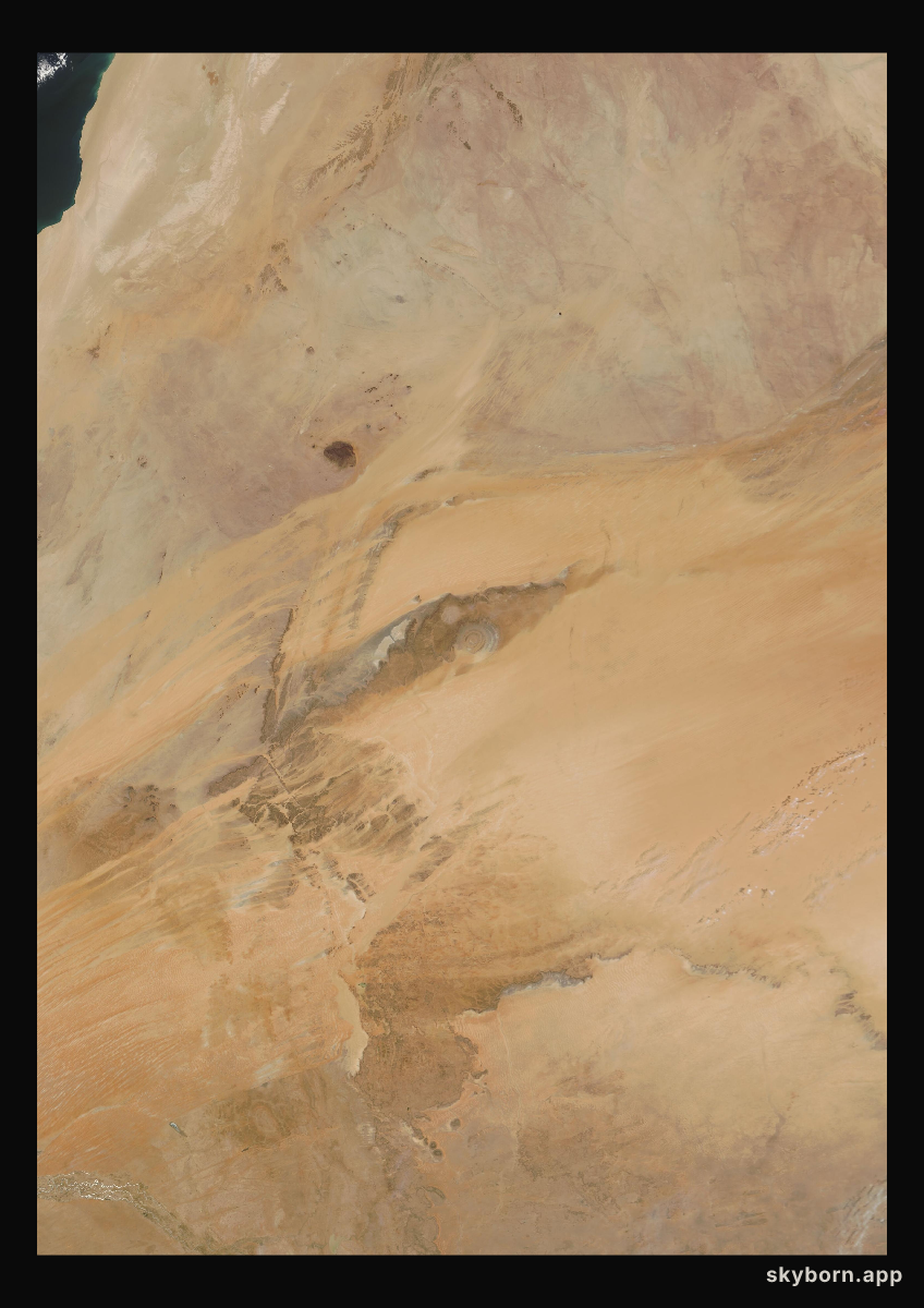 The Earth on 1 May 2001 · Eye of the Sahara, Mauritania
