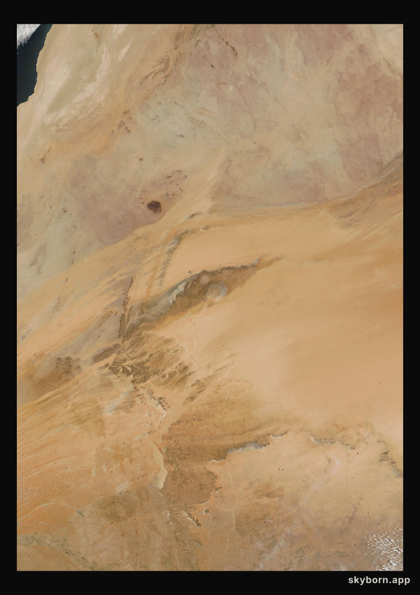 The Earth on 17 May 2001 · Eye of the Sahara, Mauritania