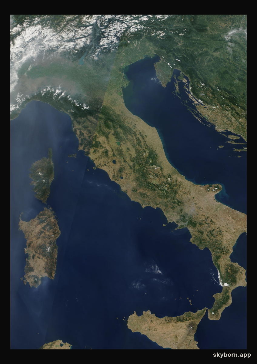 The Earth on 2 August 2001 · Italy and the Adriatic