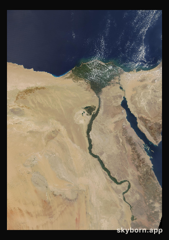 The Earth on 29 August 2001 · Nile Delta and Sinai