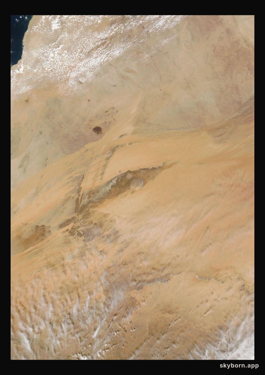 The Earth on 22 November 2001 · Eye of the Sahara, Mauritania