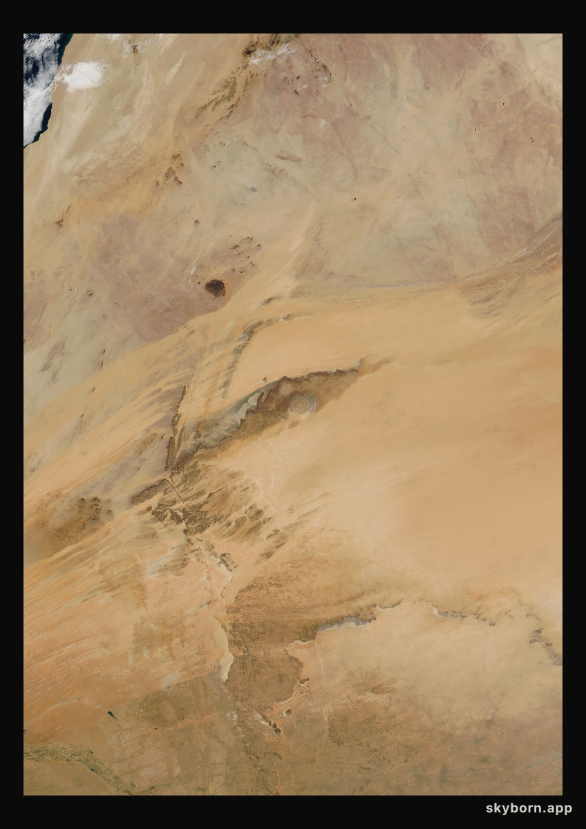 The Earth on 18 December 2001 · Eye of the Sahara, Mauritania