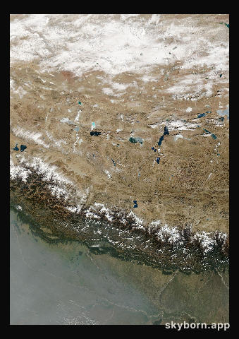 The Earth on 29 December 2001 · Himalaya and Tibet