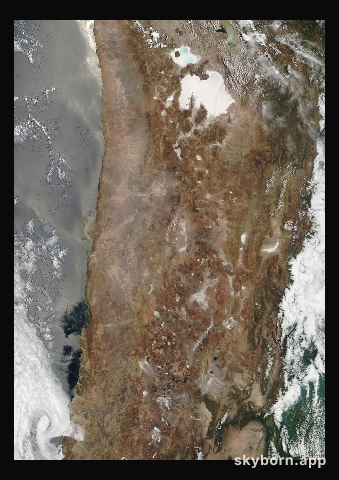 The Earth on 28 January 2002 · Atacama and the Andes