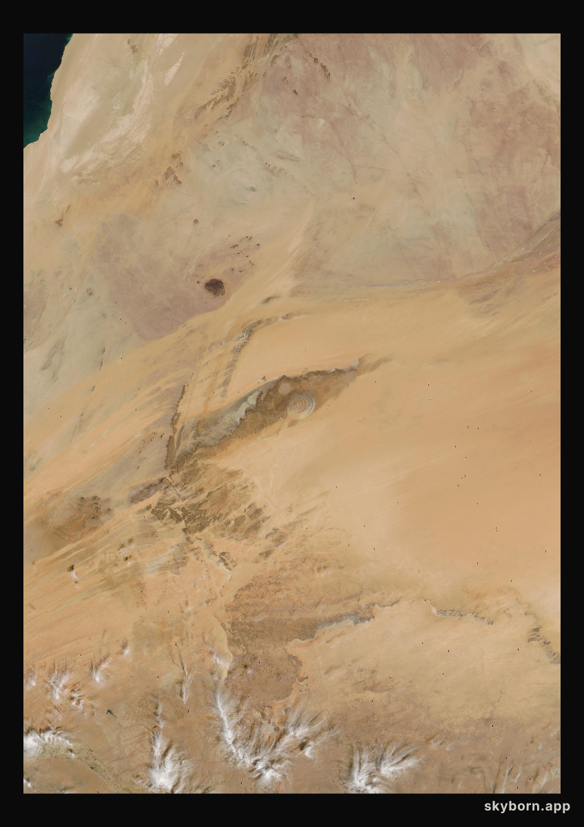 The Earth on 30 January 2002 · Eye of the Sahara, Mauritania
