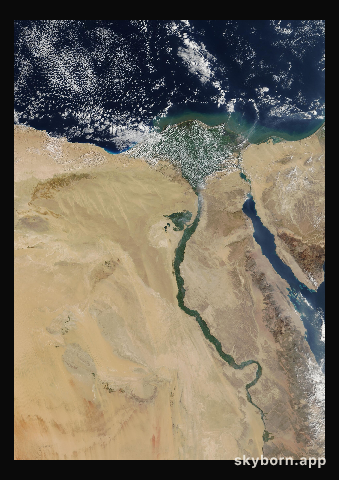 The Earth on 14 February 2002 · Nile Delta and Sinai