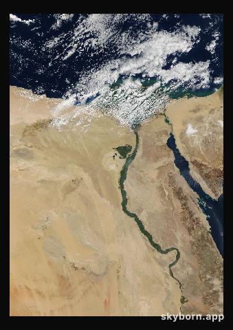 The Earth on 16 February 2002 · Nile Delta and Sinai