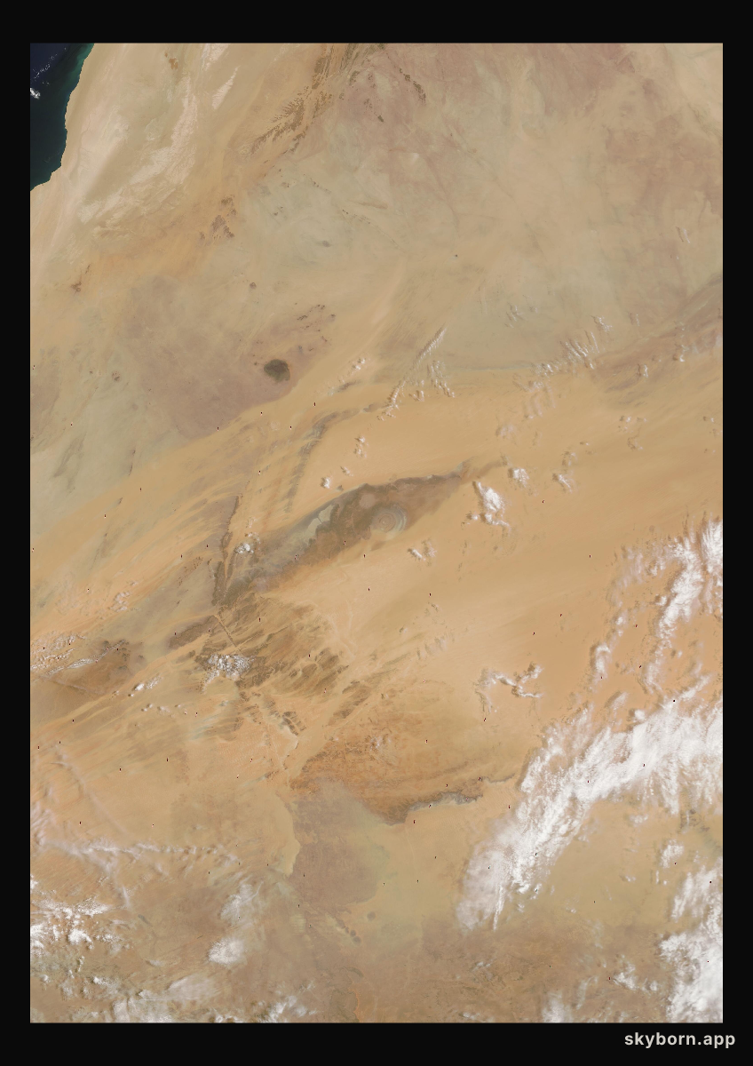 The Earth on 5 June 2002 · Eye of the Sahara, Mauritania