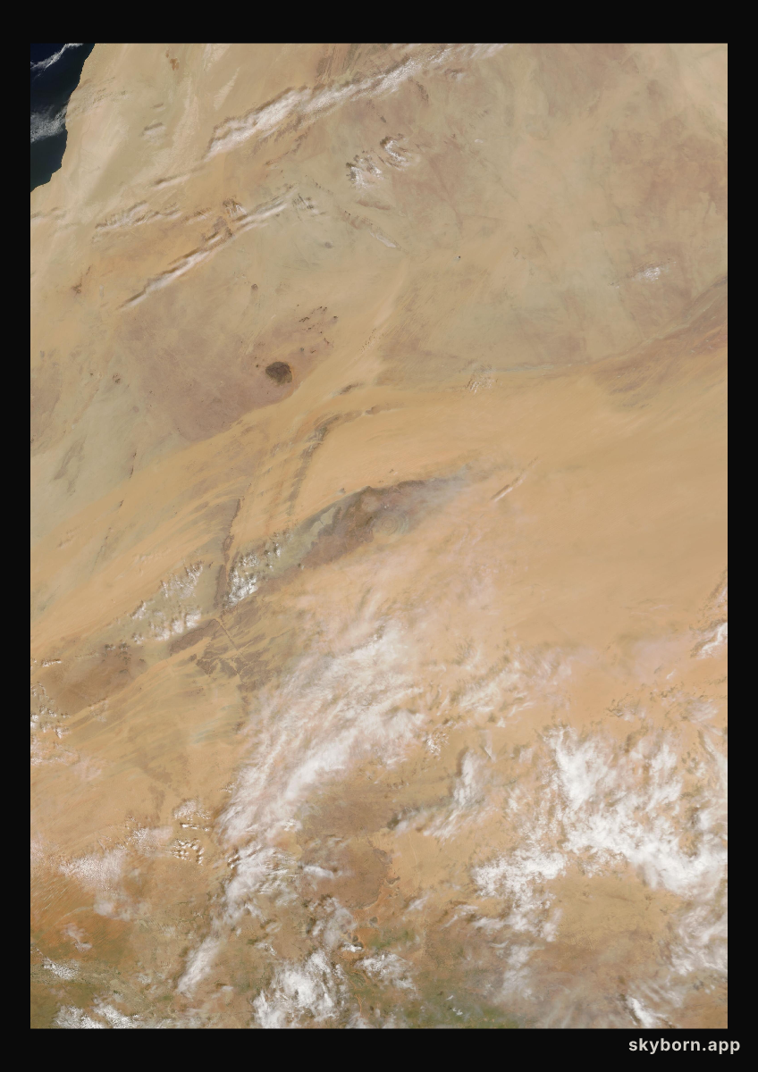 The Earth on 25 September 2002 · Eye of the Sahara, Mauritania