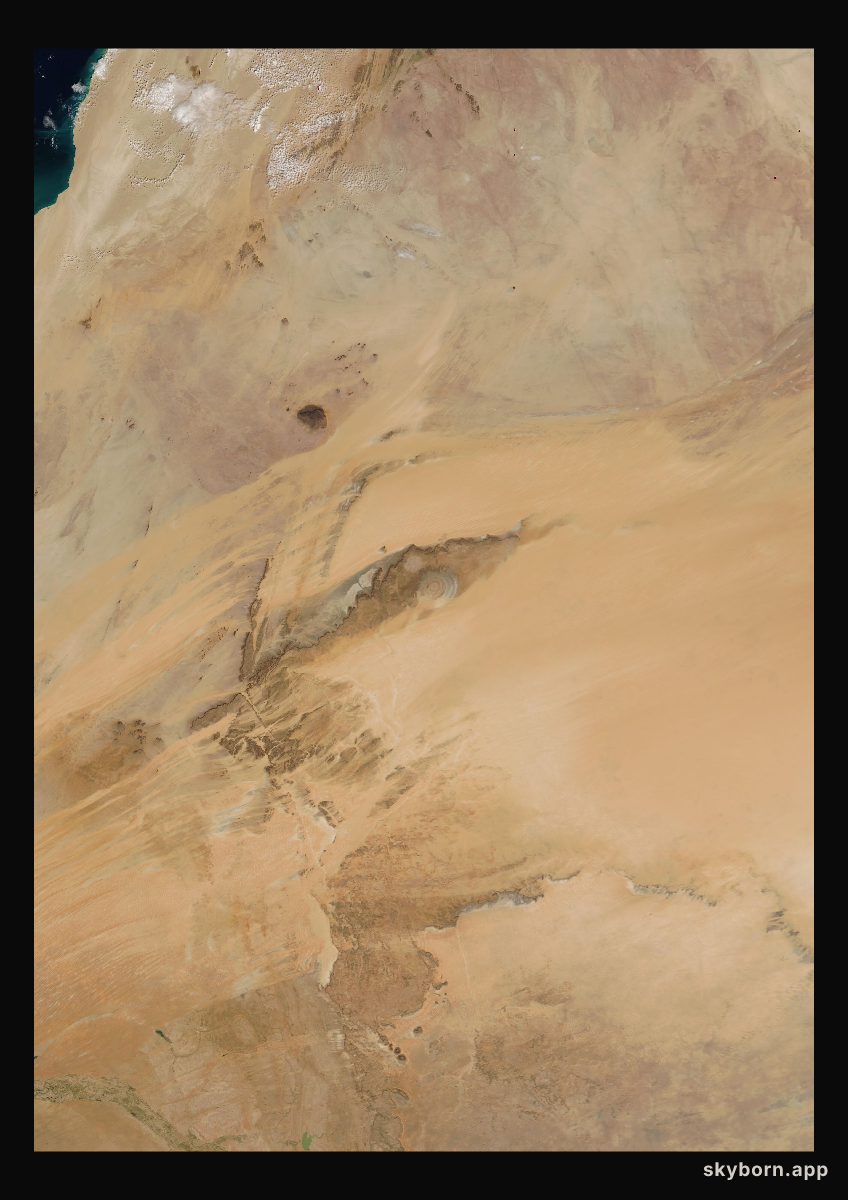 The Earth on 6 January 2003 · Eye of the Sahara, Mauritania