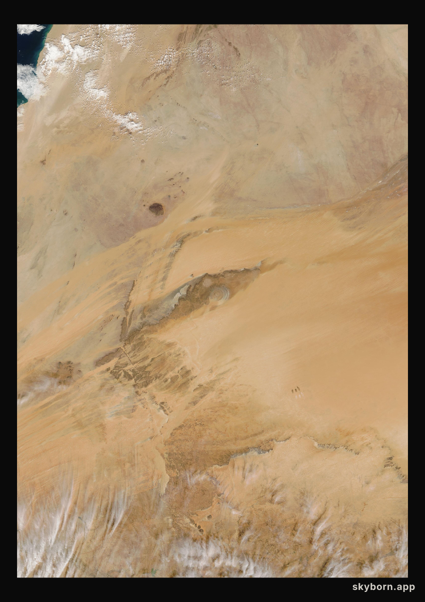 The Earth on 10 January 2003 · Eye of the Sahara, Mauritania