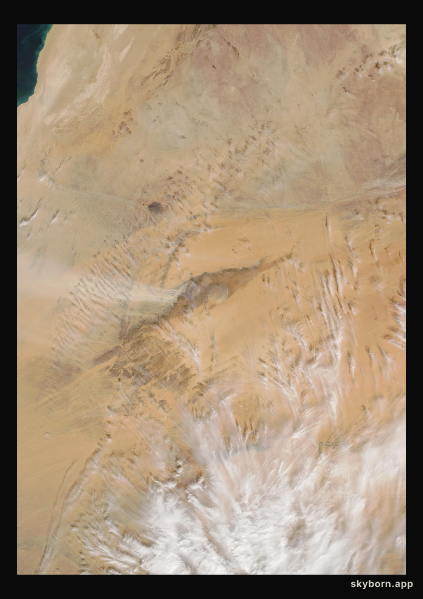 The Earth on 26 January 2003 · Eye of the Sahara, Mauritania