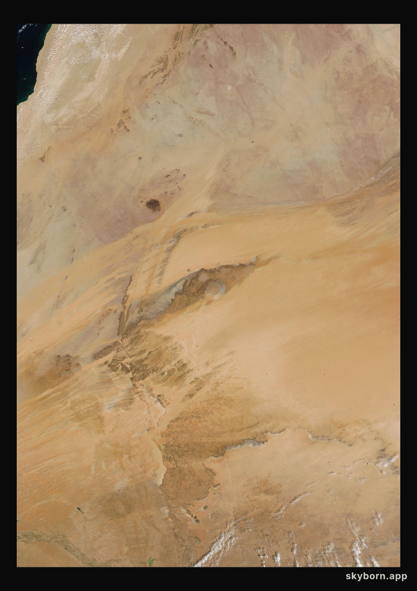 The Earth on 25 February 2003 · Eye of the Sahara, Mauritania