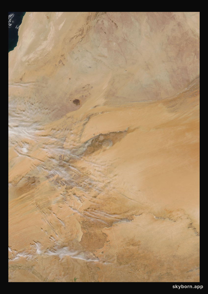 The Earth on 27 February 2003 · Eye of the Sahara, Mauritania