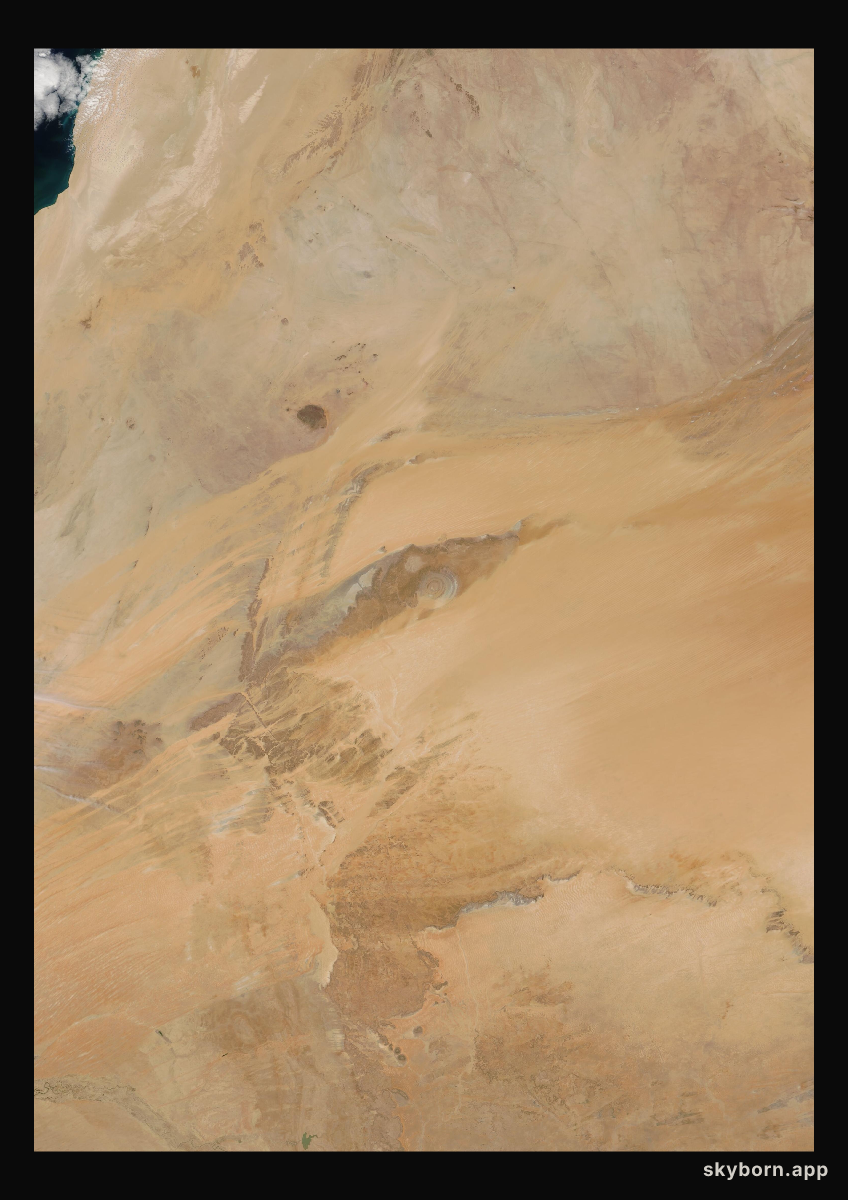 The Earth on 16 April 2003 · Eye of the Sahara, Mauritania