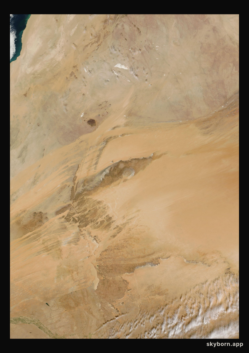 The Earth on 31 January 2004 · Eye of the Sahara, Mauritania