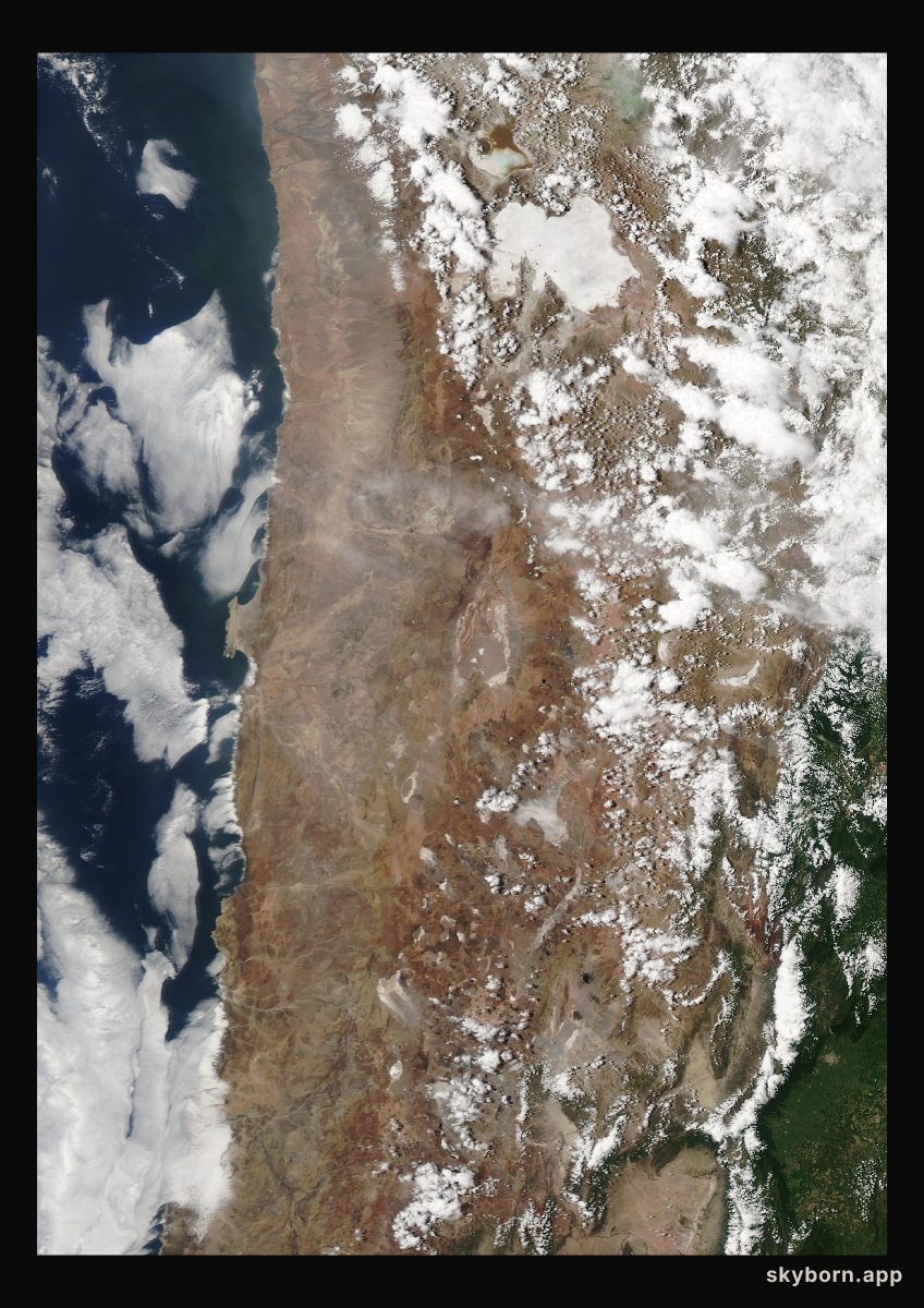 The Earth on 19 February 2004 · Atacama and the Andes