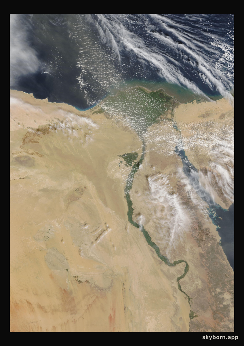 The Earth on 22 February 2004 · Nile Delta and Sinai