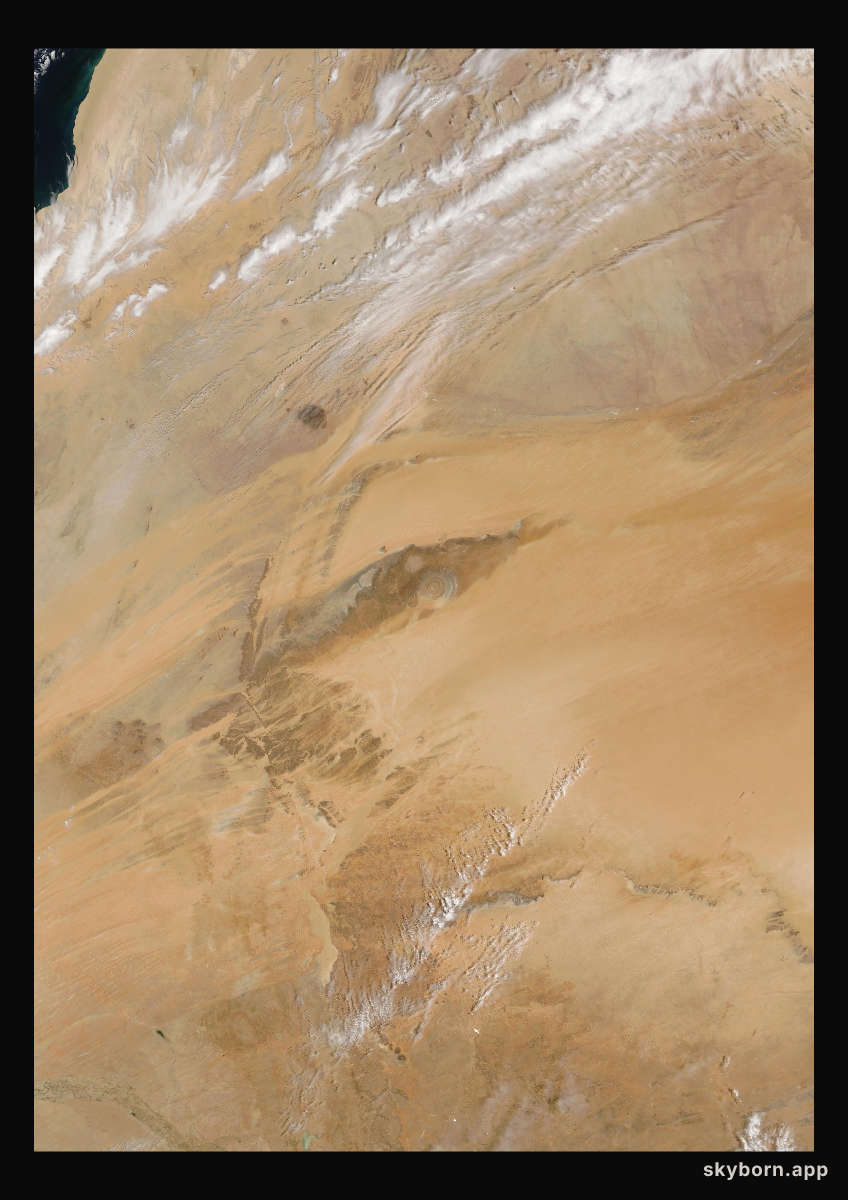 The Earth on 25 April 2004 · Eye of the Sahara, Mauritania