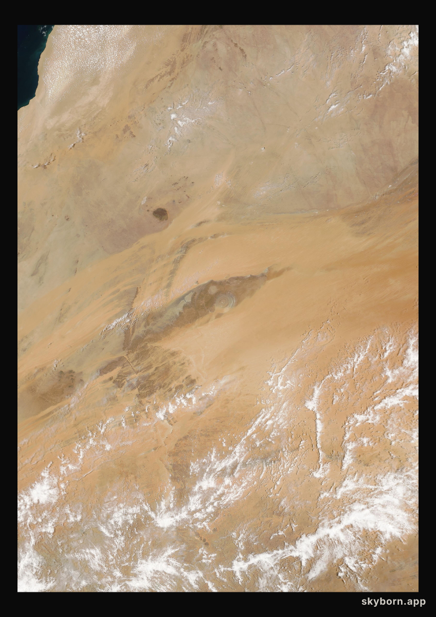 The Earth on 27 April 2004 · Eye of the Sahara, Mauritania