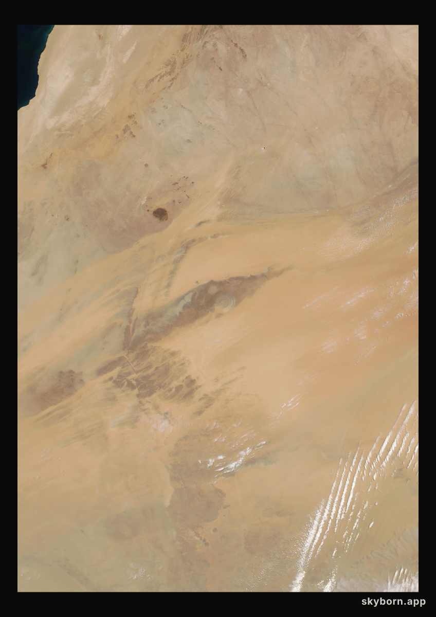 The Earth on 7 June 2004 · Eye of the Sahara, Mauritania