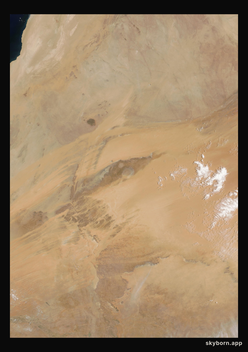 The Earth on 7 July 2004 · Eye of the Sahara, Mauritania