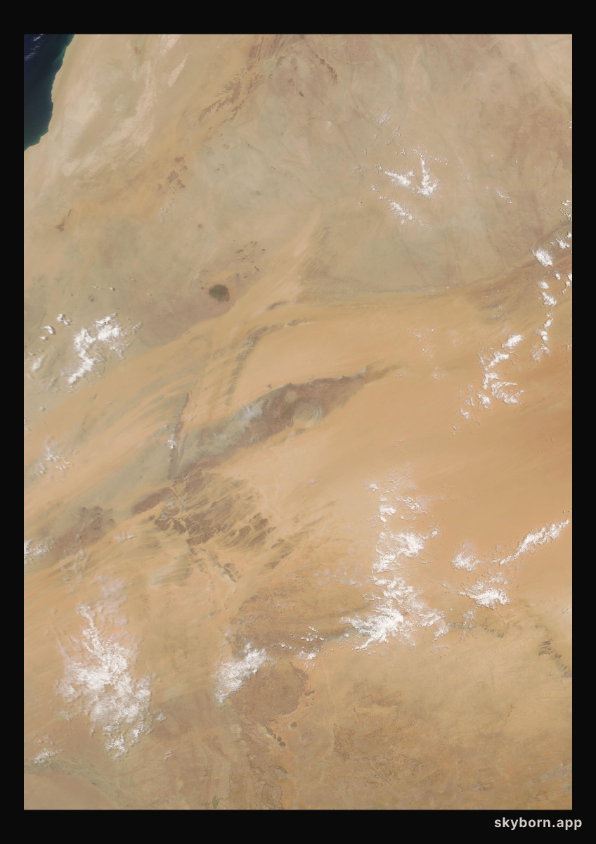 The Earth on 9 July 2004 · Eye of the Sahara, Mauritania
