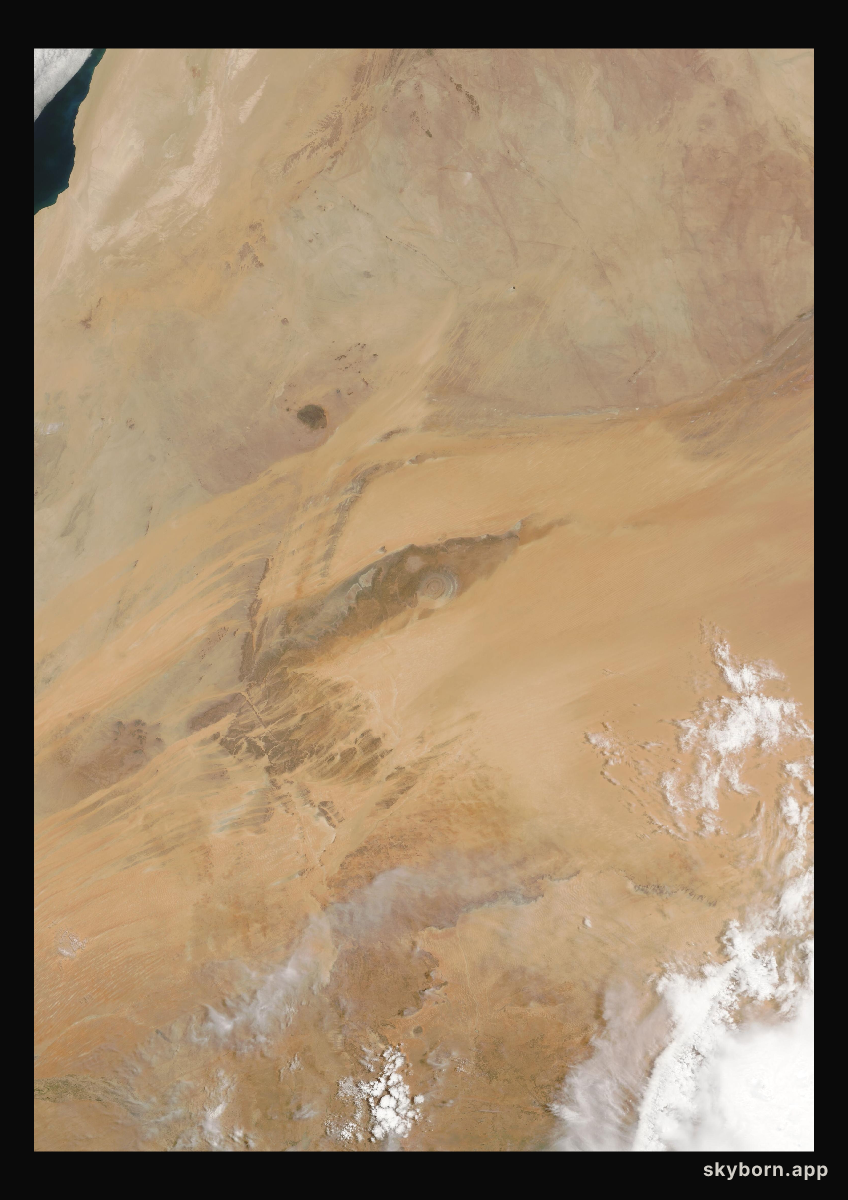 The Earth on 14 July 2004 · Eye of the Sahara, Mauritania