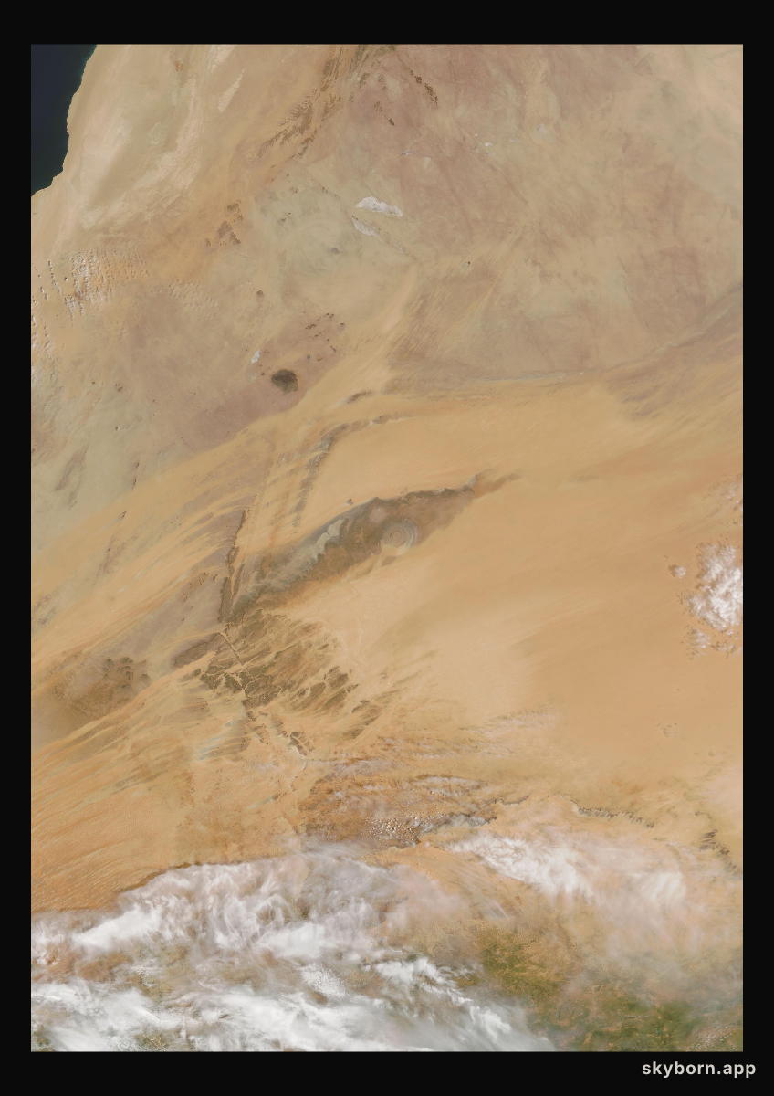 The Earth on 29 August 2004 · Eye of the Sahara, Mauritania