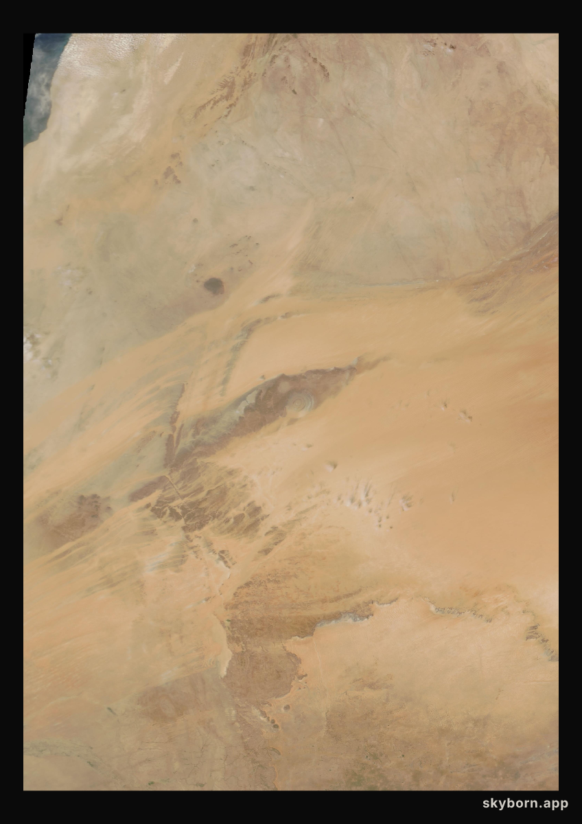 The Earth on 15 October 2004 · Eye of the Sahara, Mauritania