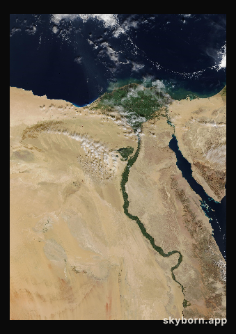 The Earth on 25 January 2005 · Nile Delta and Sinai