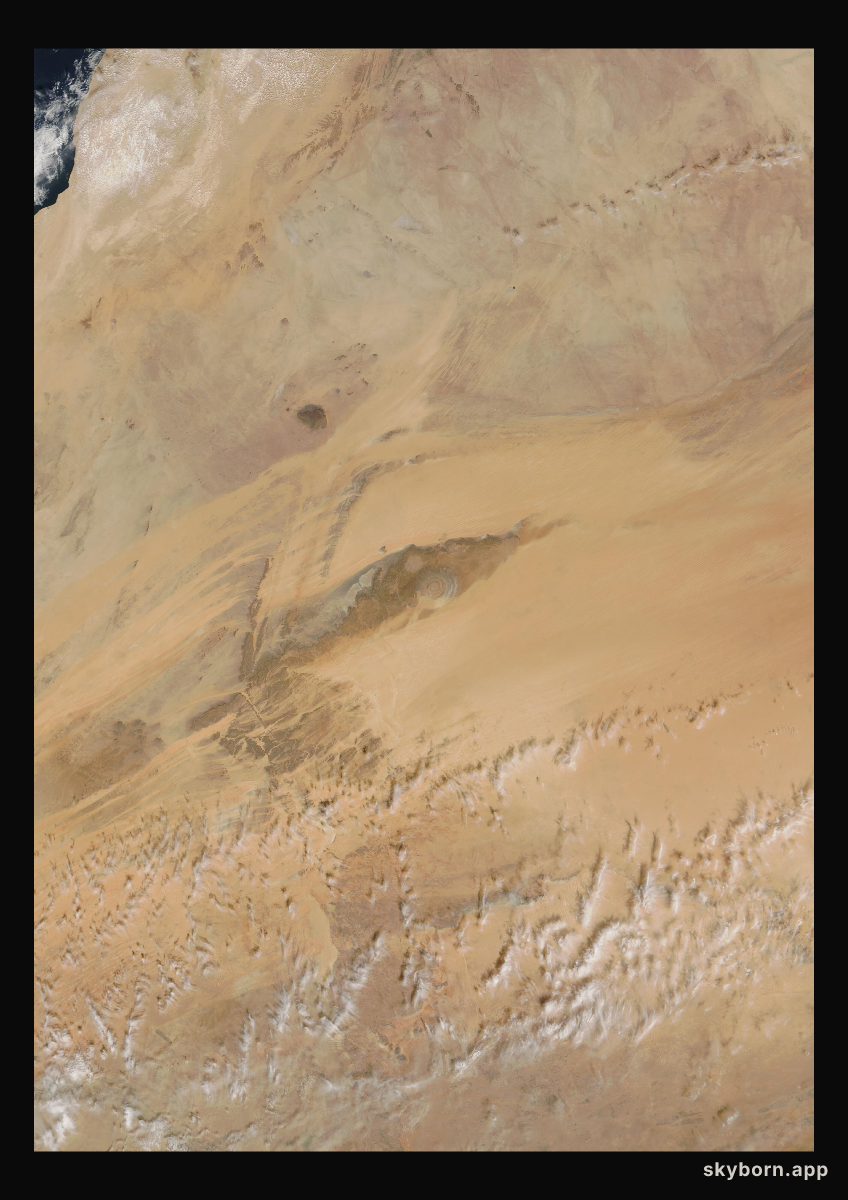 The Earth on 16 February 2005 · Eye of the Sahara, Mauritania