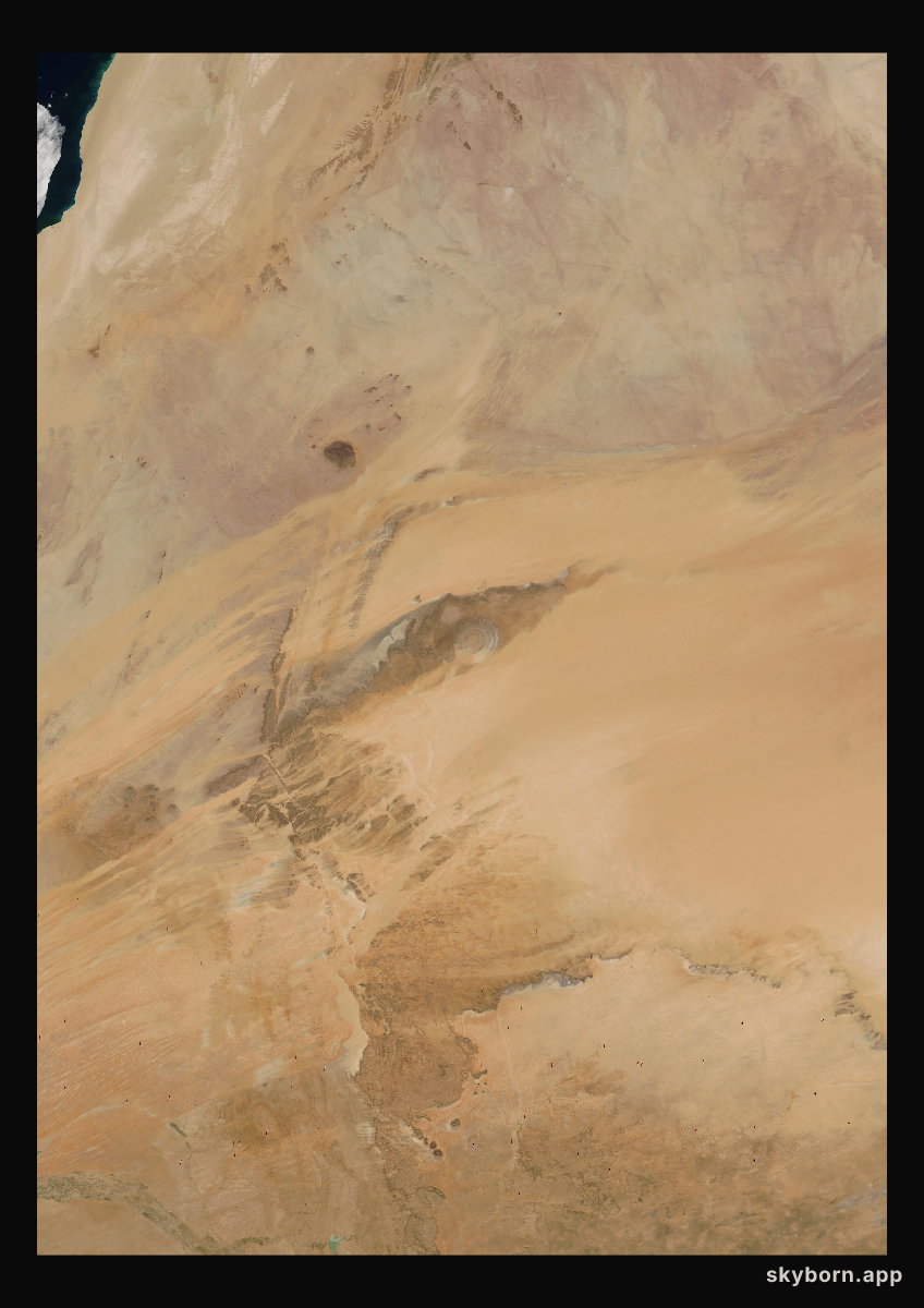 The Earth on 25 March 2005 · Eye of the Sahara, Mauritania