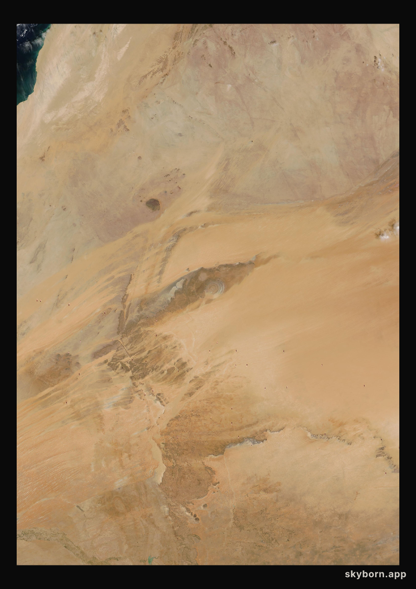 The Earth on 27 March 2005 · Eye of the Sahara, Mauritania