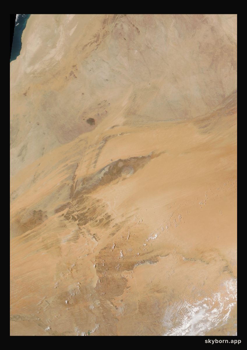 The Earth on 25 April 2005 · Eye of the Sahara, Mauritania