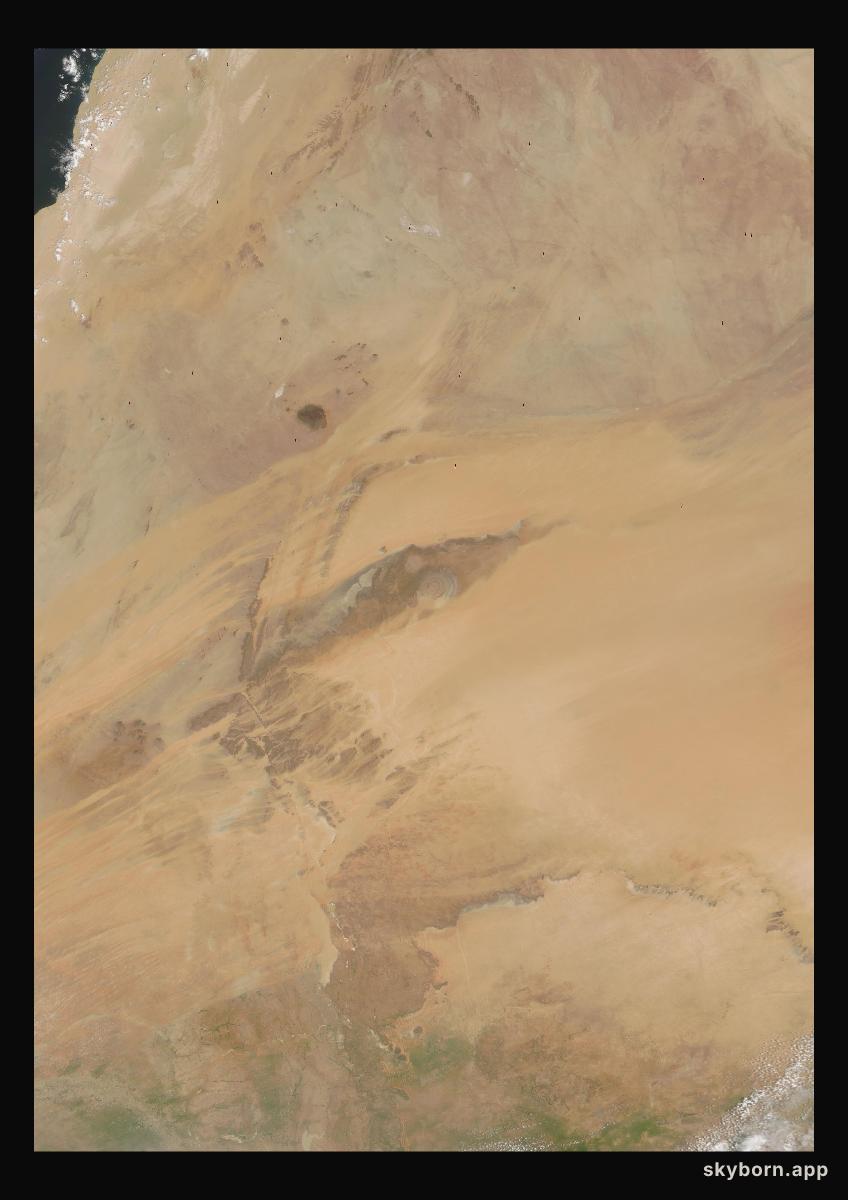 The Earth on 9 August 2005 · Eye of the Sahara, Mauritania