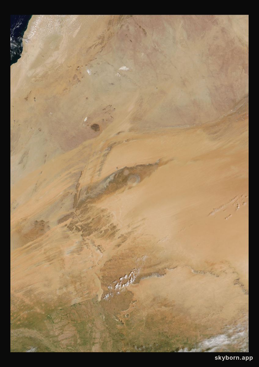 The Earth on 22 September 2006 · Eye of the Sahara, Mauritania