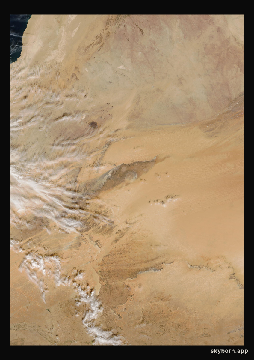 The Earth on 5 January 2007 · Eye of the Sahara, Mauritania
