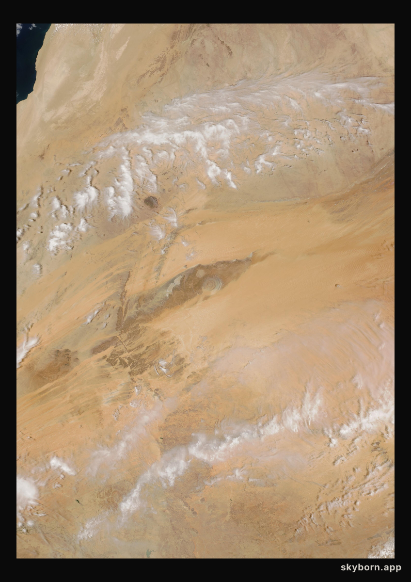 The Earth on 20 April 2007 · Eye of the Sahara, Mauritania